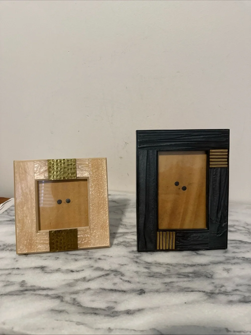 Anthropologie Neutral and Black Decorative Photo Frame Set - Home Accents